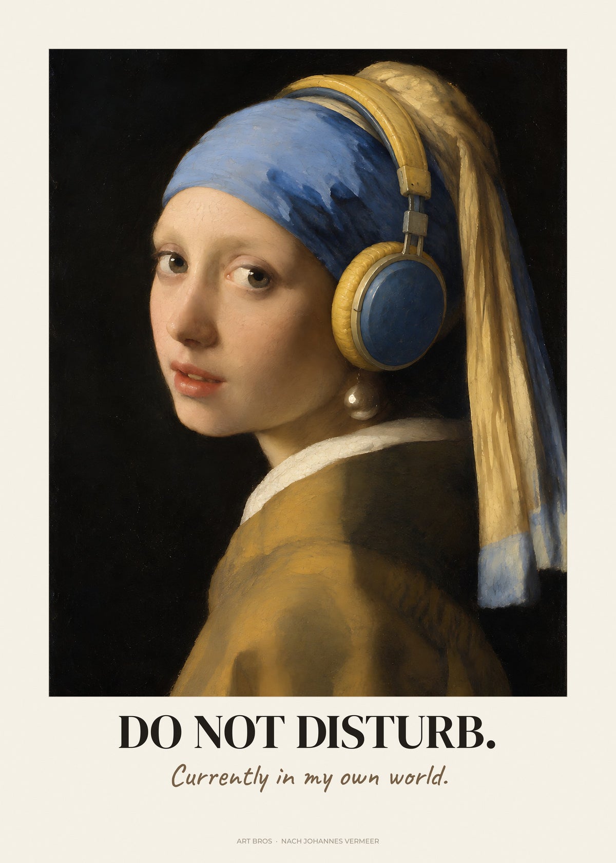 Das Mädchen mit dem Perlenohrring neu interpretiert mit Spruch Do Not Disturb – Poster – Art Bros