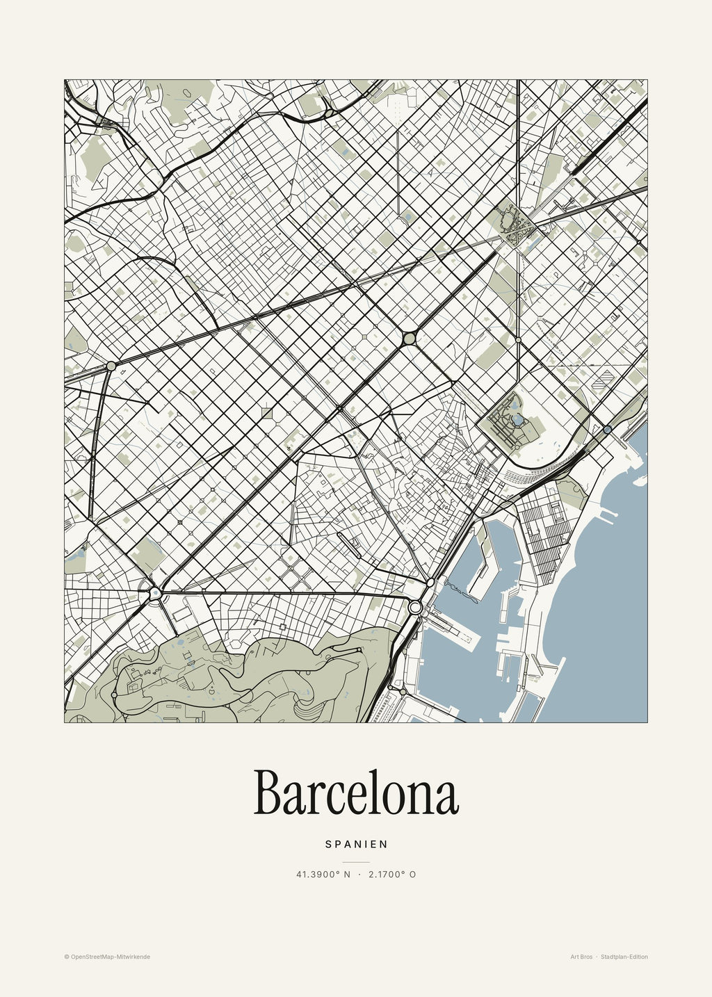 Barcelona Stadtplan – Wandbild – Art Bros