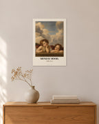 Die Engel der Sixtinischen Madonna – „Monday Mood“ | Klassiker neu gedacht – 30 × 42 cm ohne Rahmen – Raumansicht – Art Bros