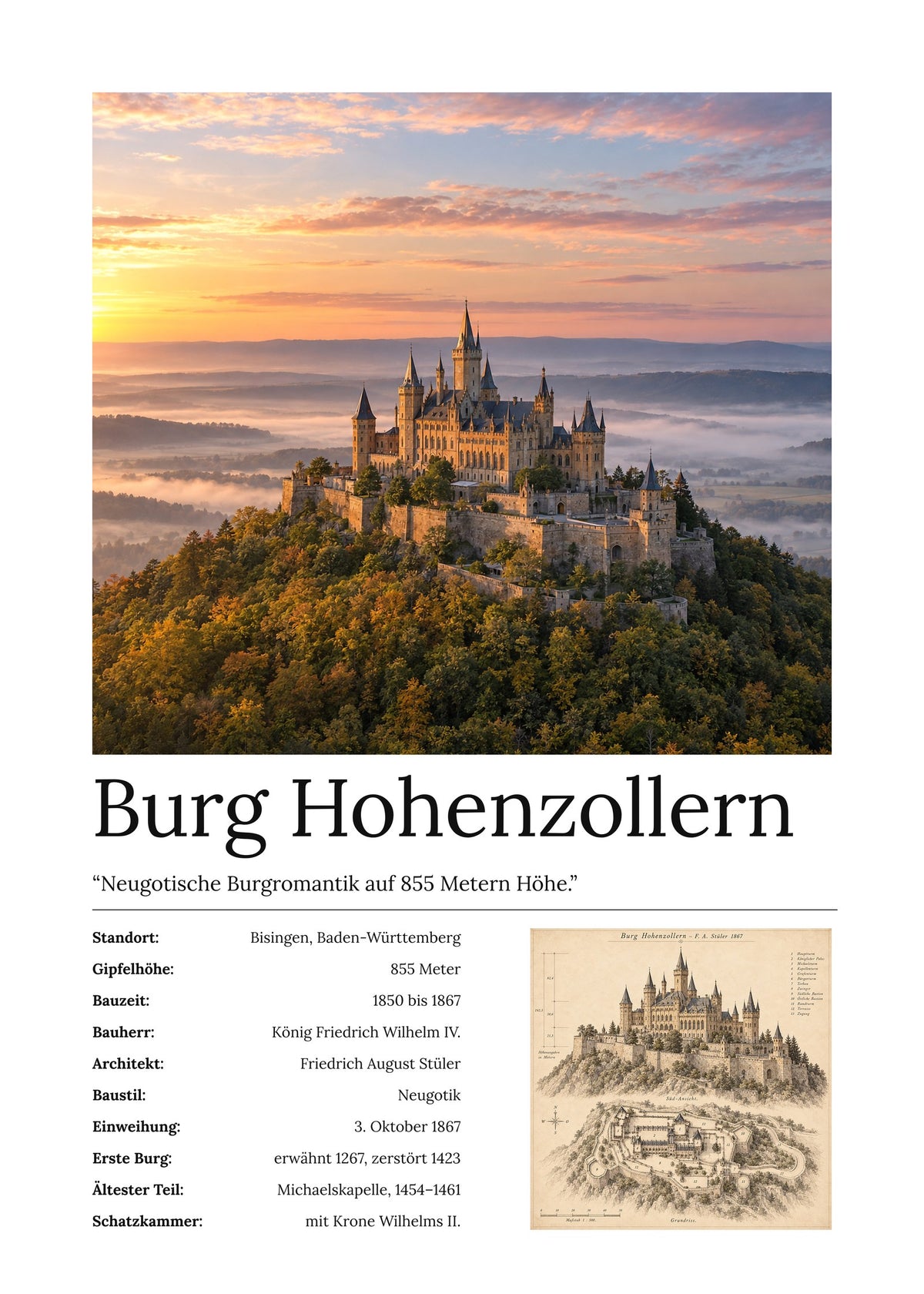 Burg Hohenzollern Wandbild – Kunstdruck – Art Bros