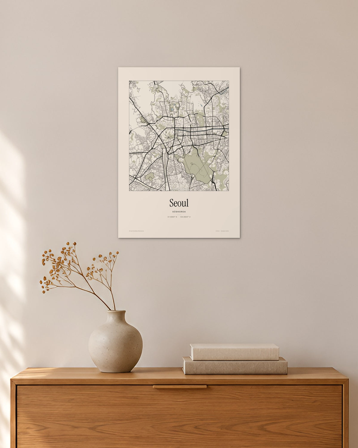 Seoul Stadtplan – Wandbild – 30 × 42 cm ohne Rahmen – Raumansicht – Art Bros