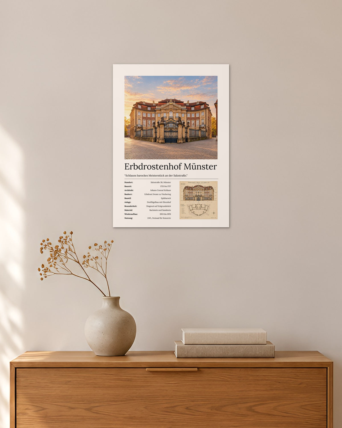 Erbdrostenhof Münster Wandbild – 30 × 42 cm ohne Rahmen – Raumansicht – Art Bros
