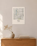 Peking Stadtplan – Wandbild – 30 × 42 cm ohne Rahmen – Raumansicht – Art Bros