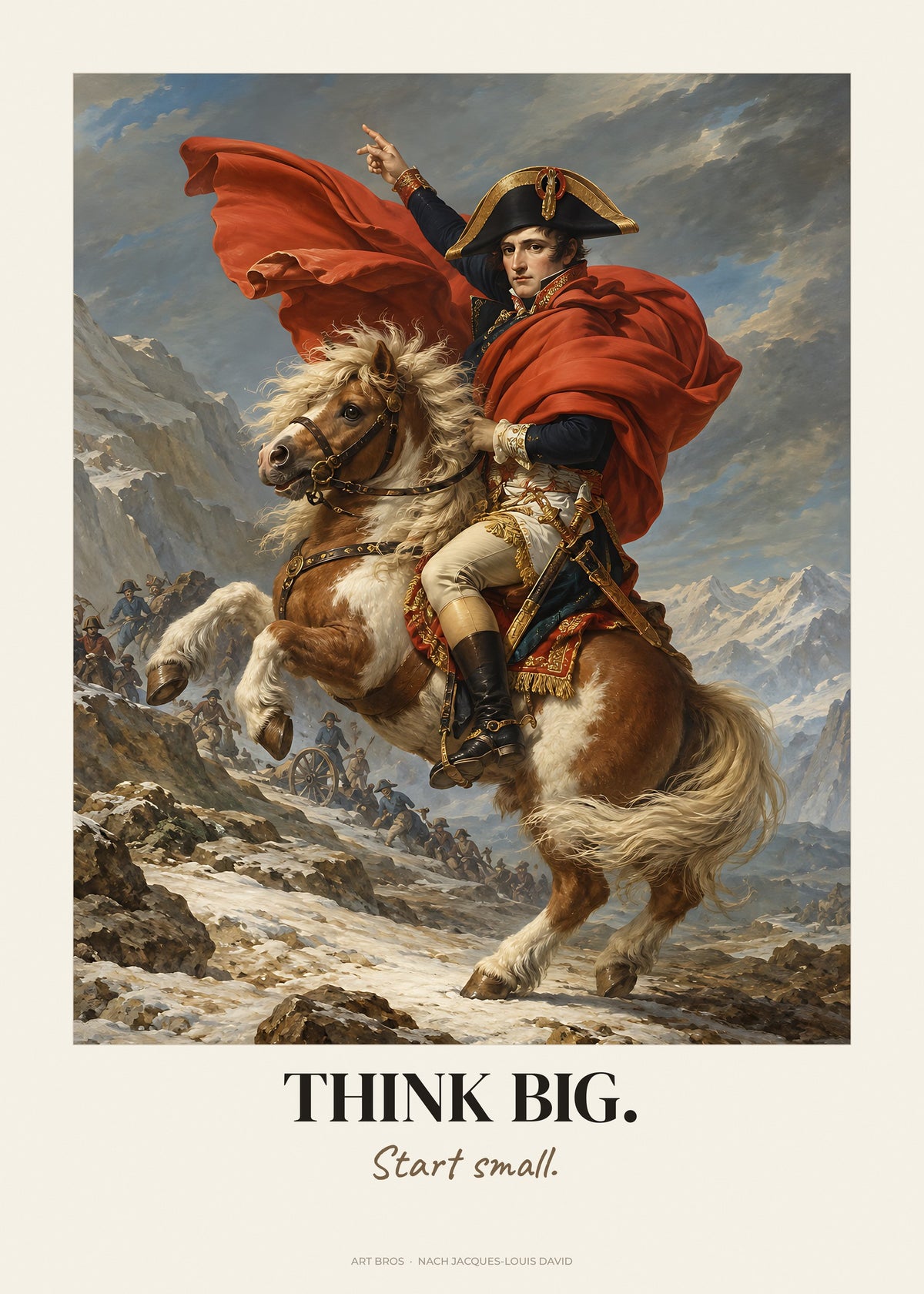 Napoleon überquert die Alpen neu interpretiert mit Spruch Think Big – Poster – Art Bros