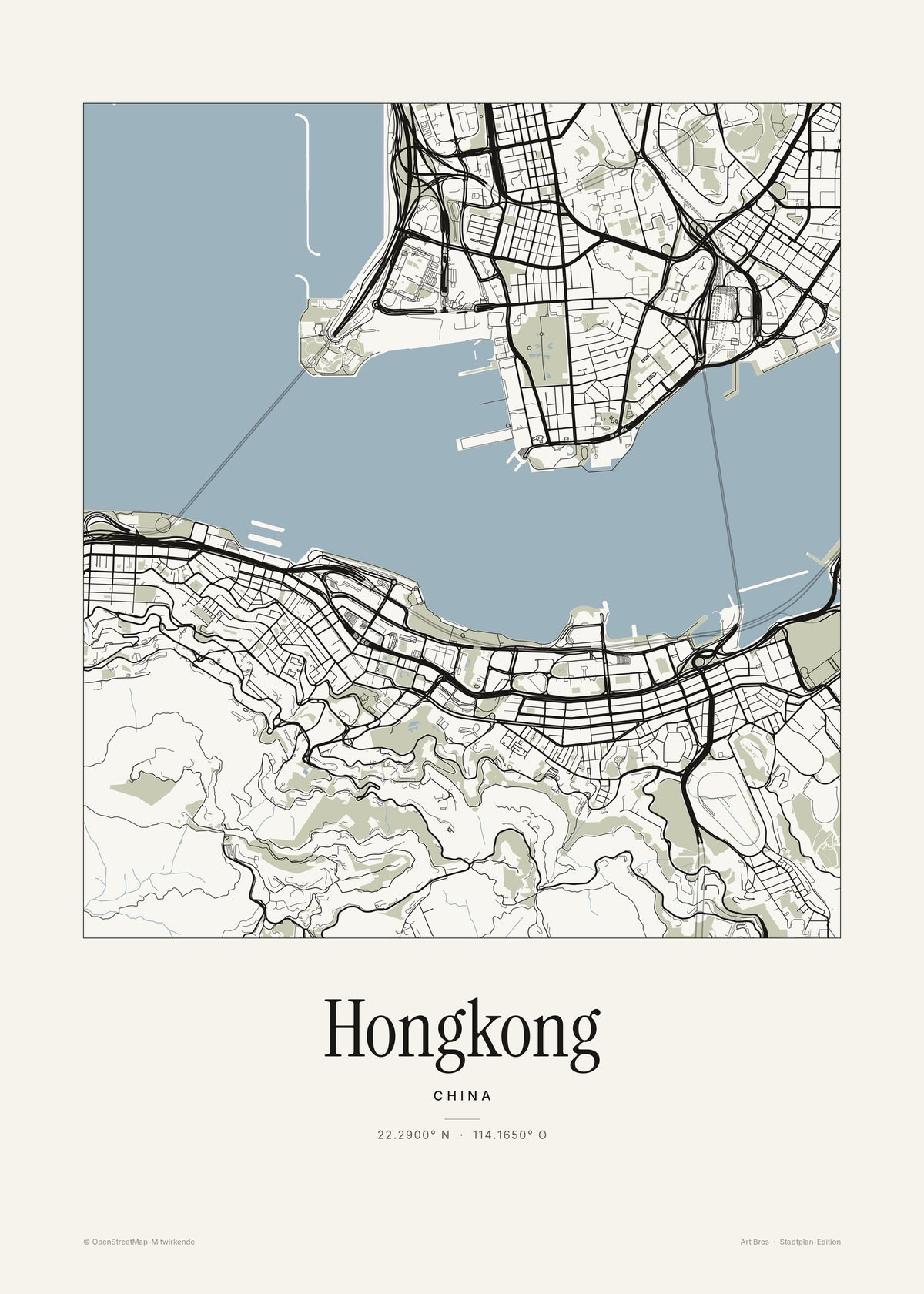 Hongkong Stadtplan – Wandbild – Art Bros