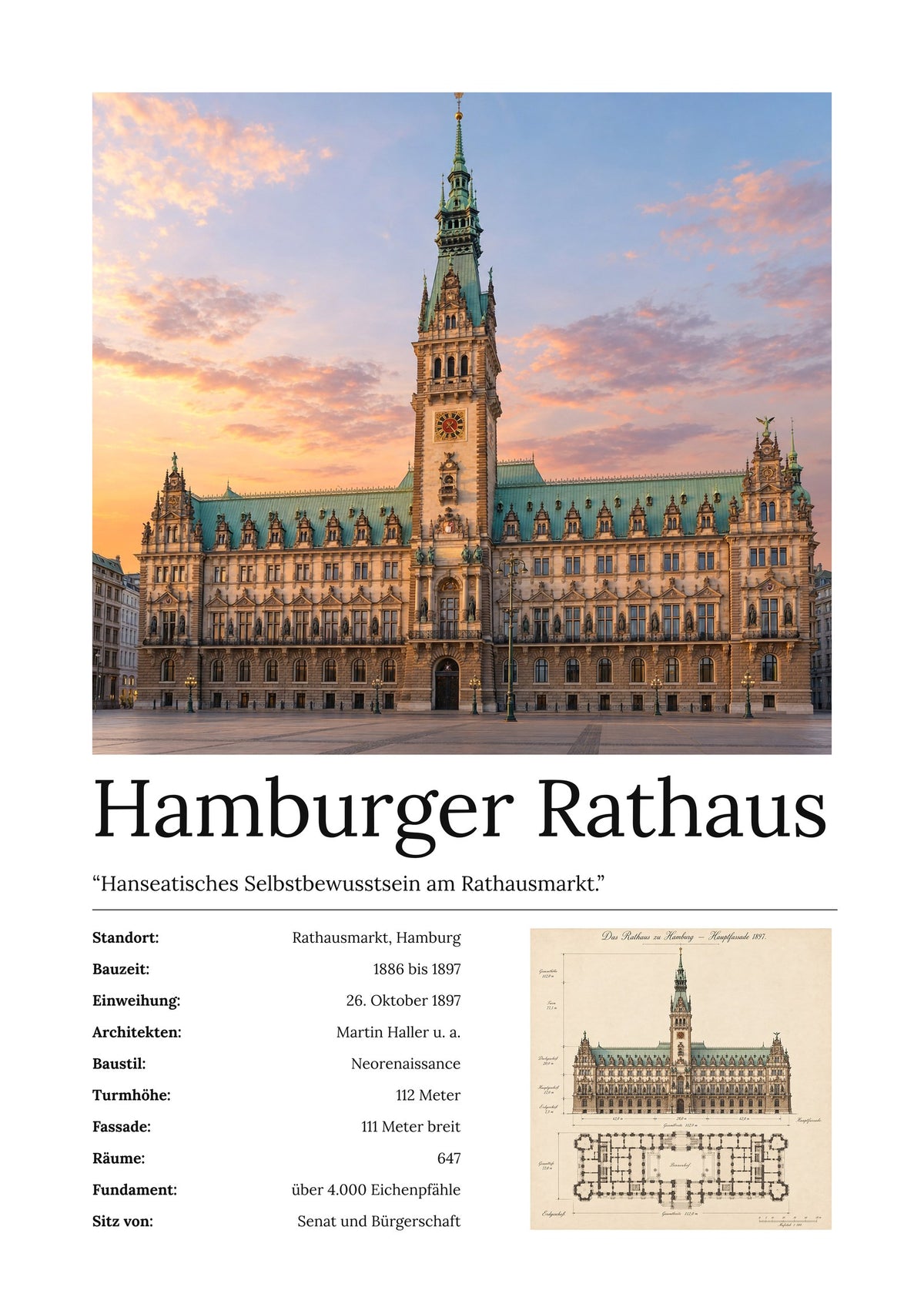 Hamburger Rathaus Wandbild – Kunstdruck – Art Bros