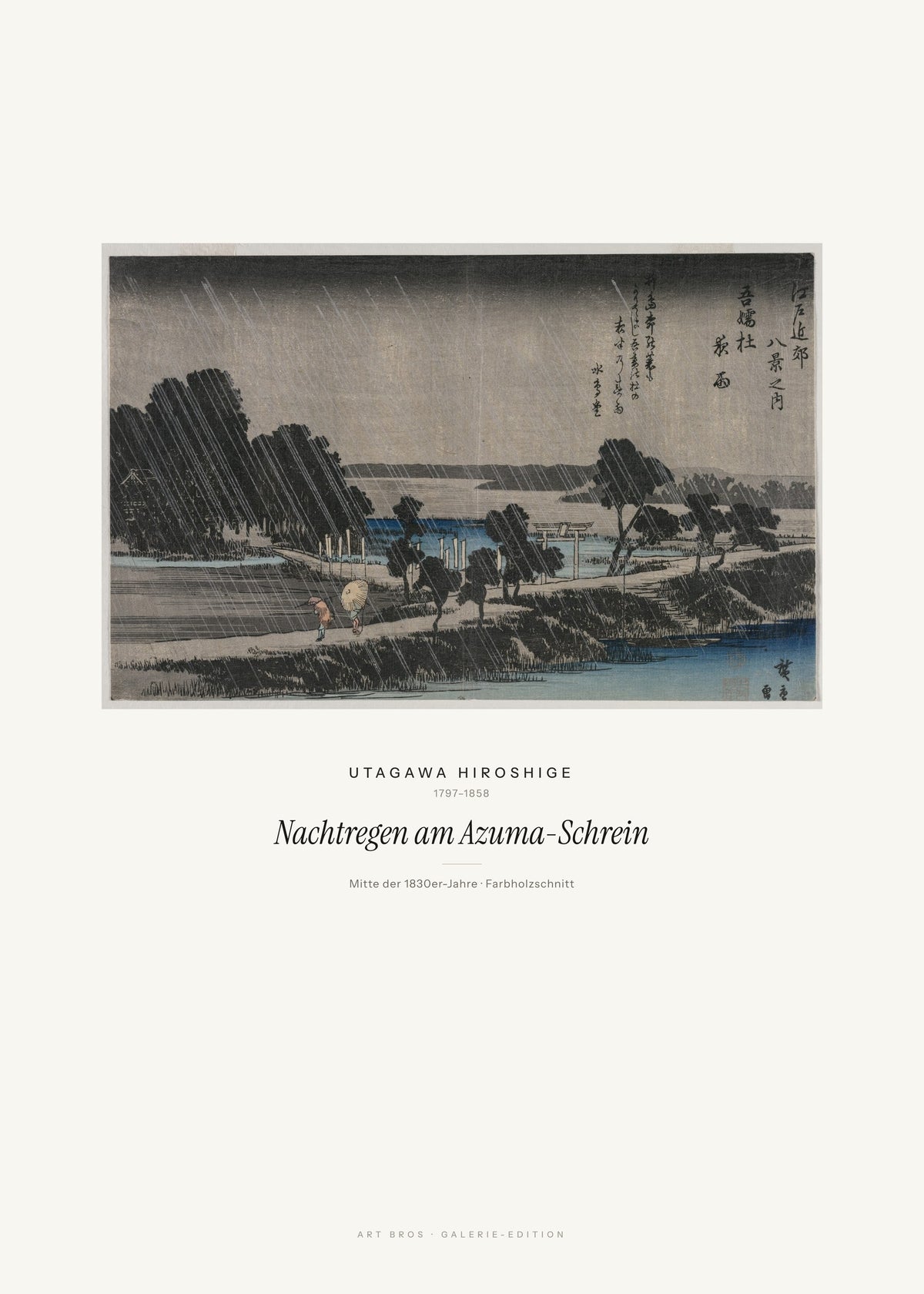 Nachtregen am Azuma-Schrein – Utagawa Hiroshige – Kunstdruck – Art Bros