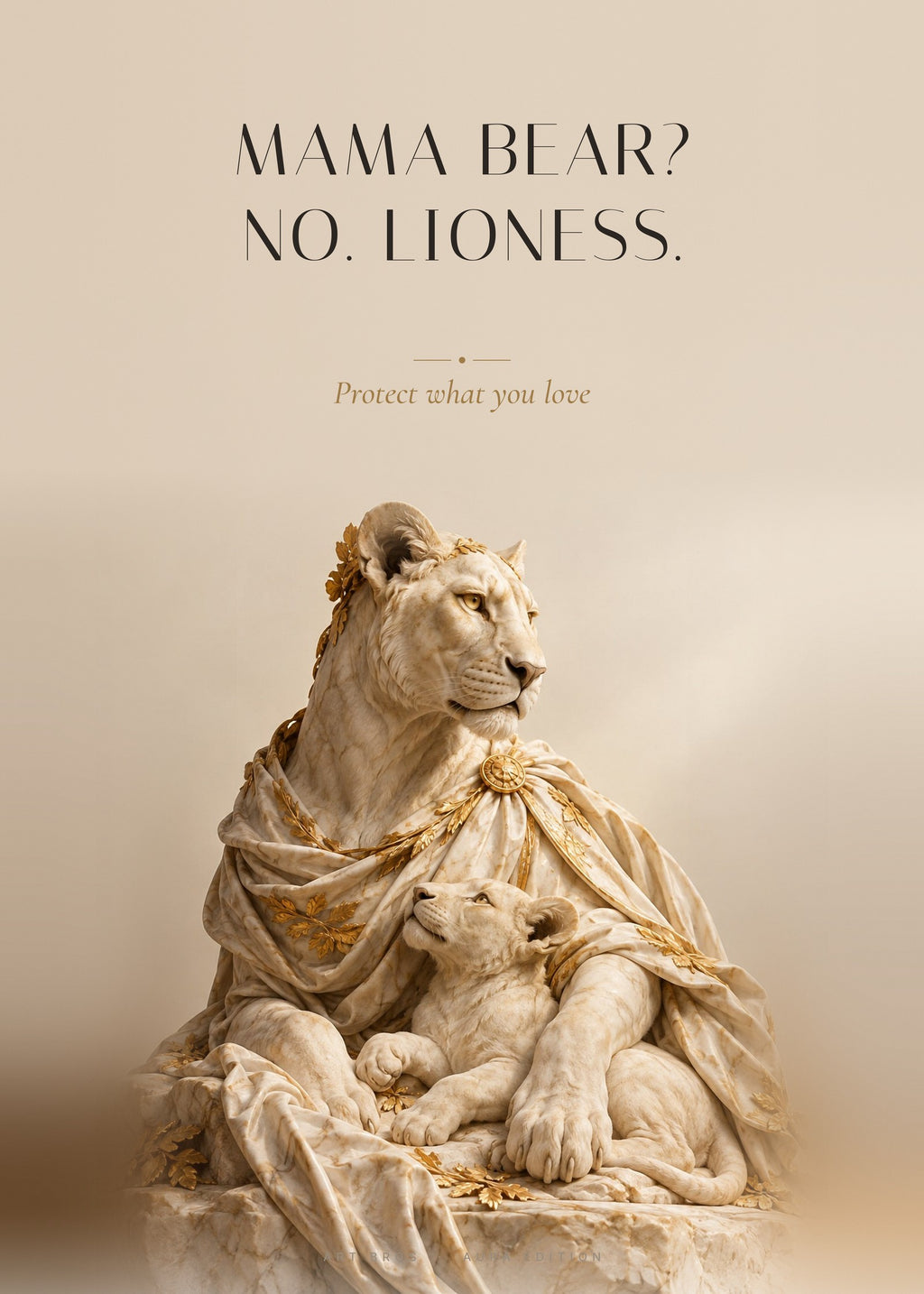 Mama Bear? No. Lioness – Löwin mit Jungem Poster – Art Bros