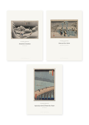 Hiroshige – Schnee & Regen – 3er-Set Wandbilder – Kunstdruck – Art Bros