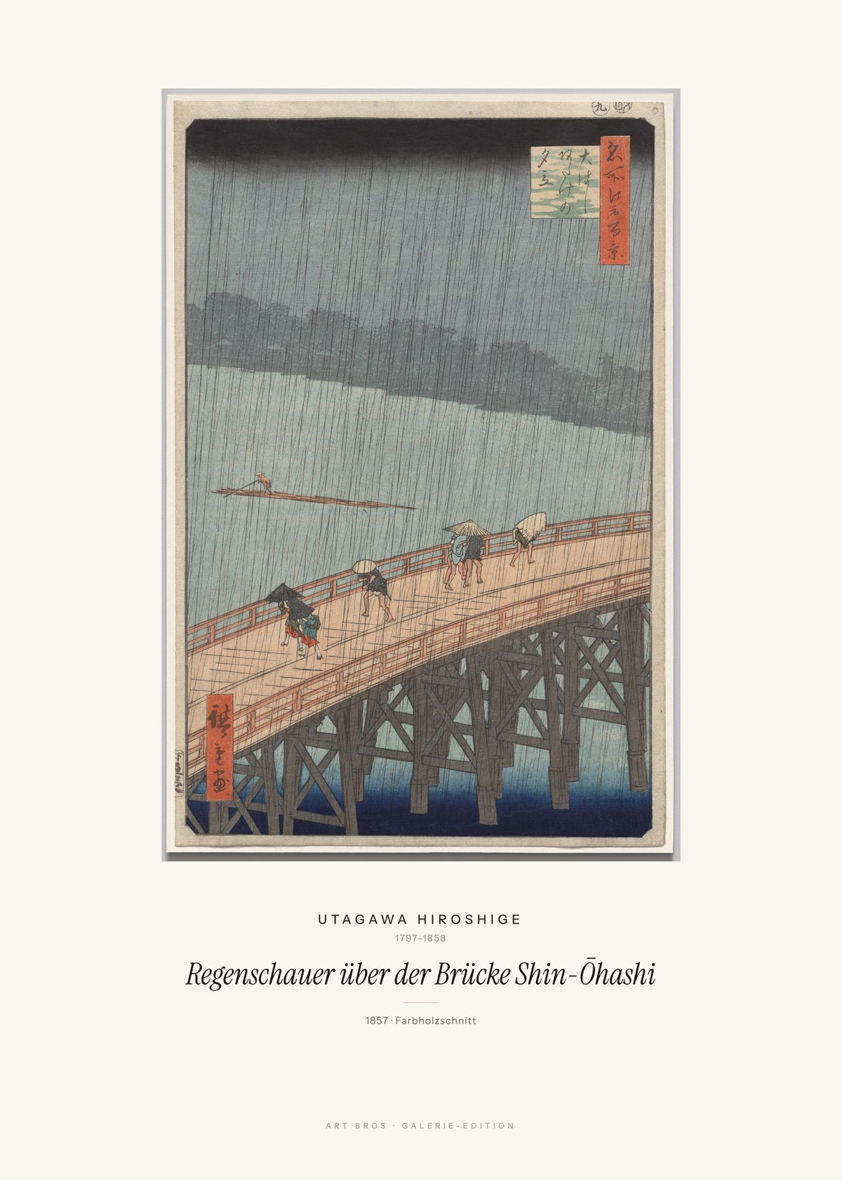 Regenschauer über der Brücke Shin-Ōhashi – Utagawa Hiroshige – Kunstdruck – Art Bros