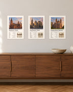 Deutsche Dome Bundle – 3er-Set Wandbilder – 30 × 42 cm ohne Rahmen – Raumansicht – Art Bros