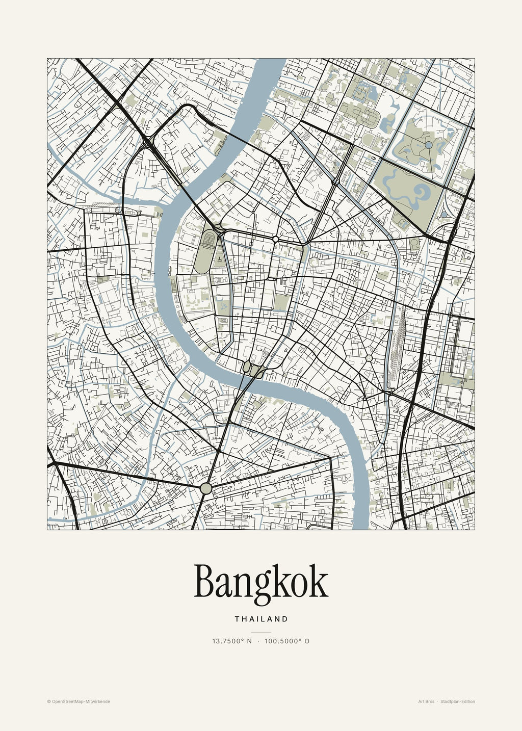 Bangkok Stadtplan – Wandbild – Art Bros