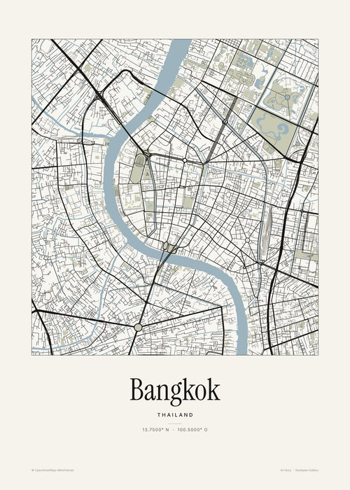 Bangkok Stadtplan – Wandbild – Art Bros