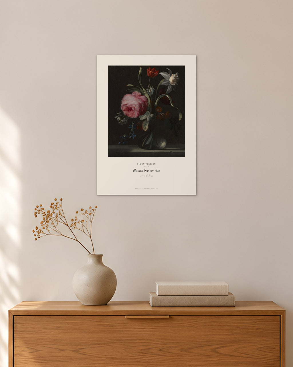 Blumen in einer Vase – Simon Verelst – 30 × 42 cm ohne Rahmen – Raumansicht – Art Bros