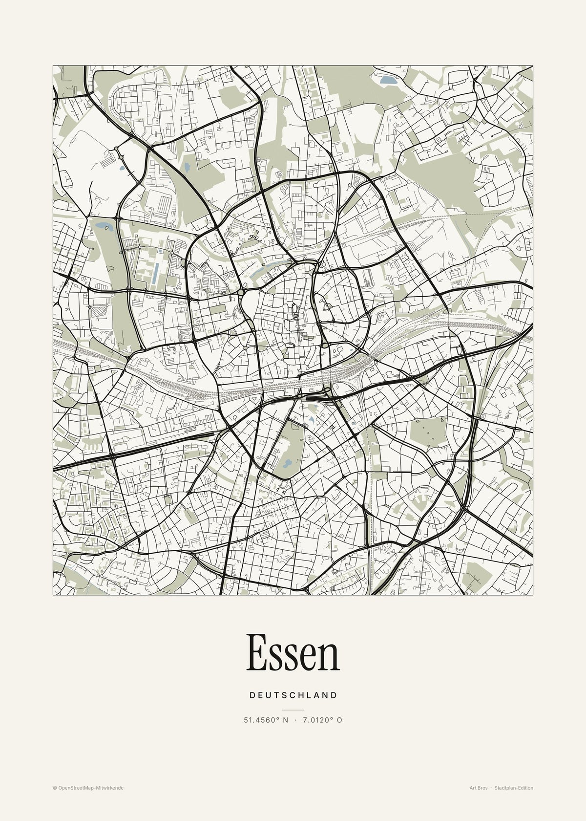 Essen Stadtplan – Wandbild – Art Bros