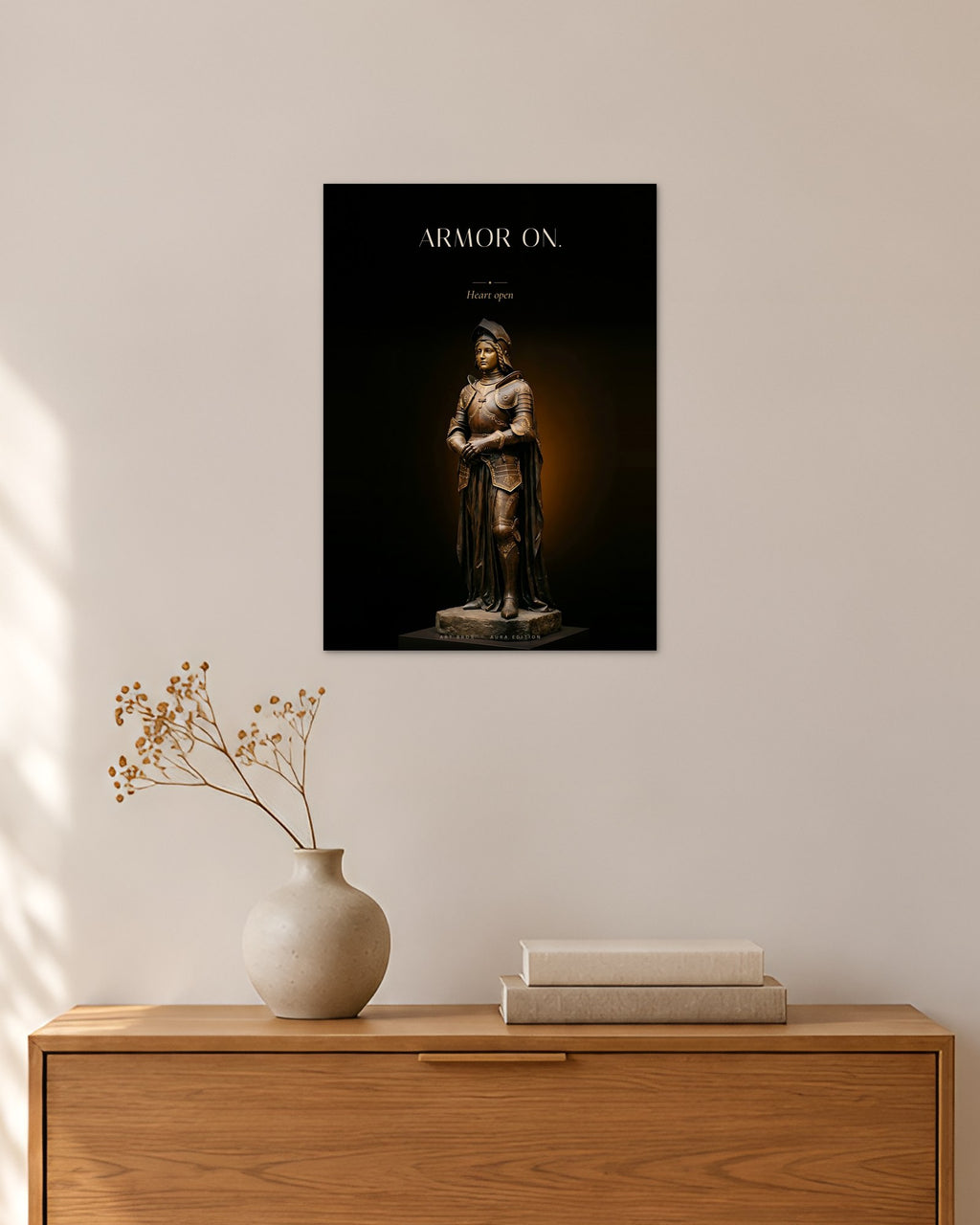 Armor on – Ritterin Poster – 30 × 42 cm ohne Rahmen – Raumansicht – Art Bros