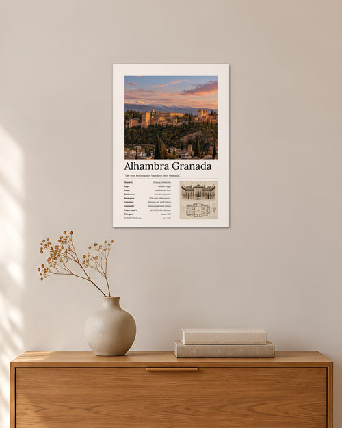 Alhambra Granada Wandbild – 30 × 42 cm ohne Rahmen – Raumansicht – Art Bros