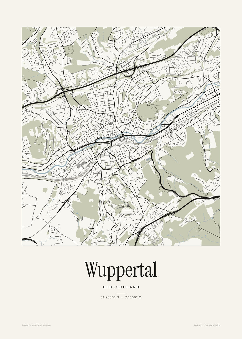 Wuppertal Stadtplan – Wandbild – Art Bros