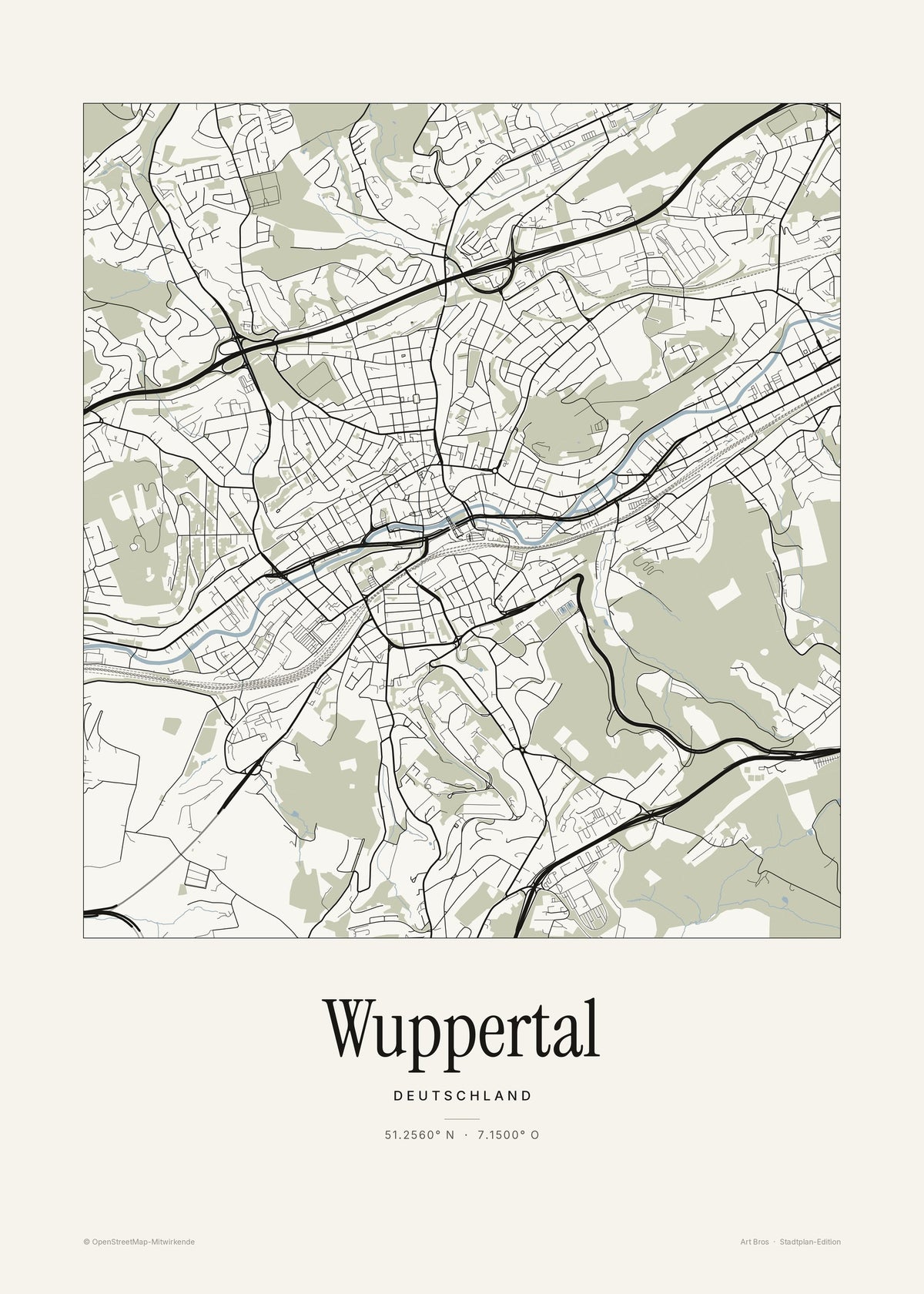 Wuppertal Stadtplan – Wandbild – Art Bros