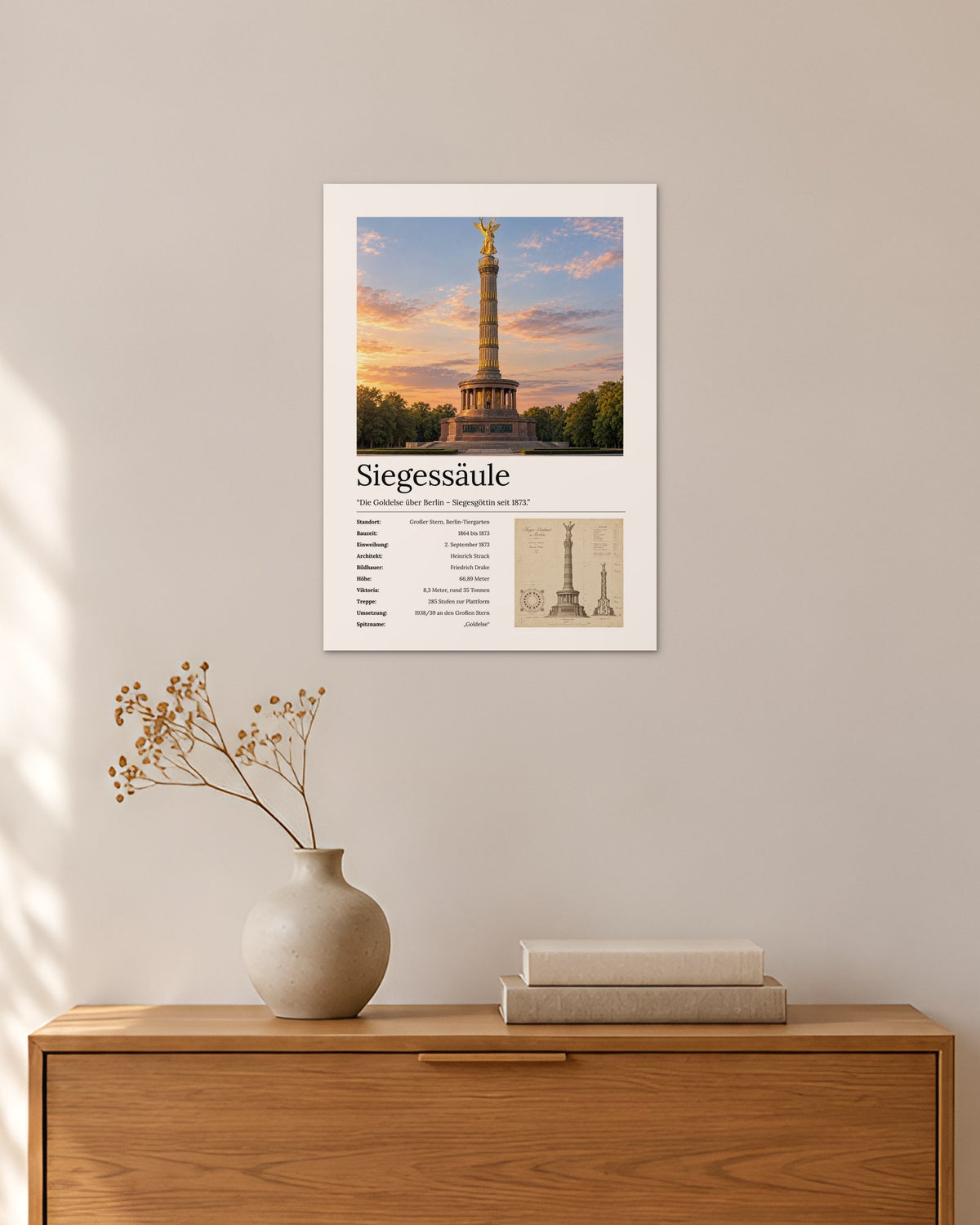 Siegessäule Wandbild – 30 × 42 cm ohne Rahmen – Raumansicht – Art Bros