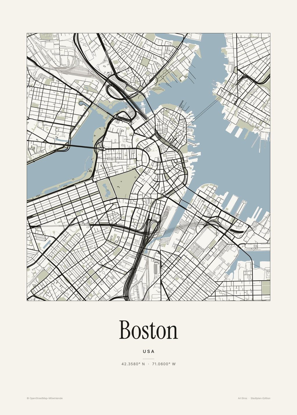 Boston Stadtplan – Wandbild – Art Bros