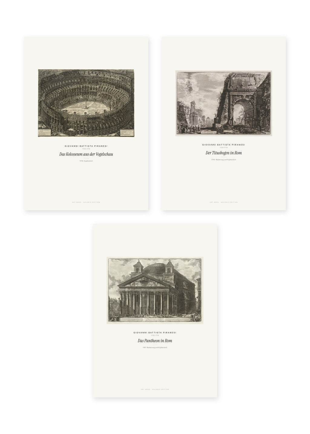 Piranesi – Ansichten von Rom – 3er-Set Wandbilder – Kunstdruck – Art Bros