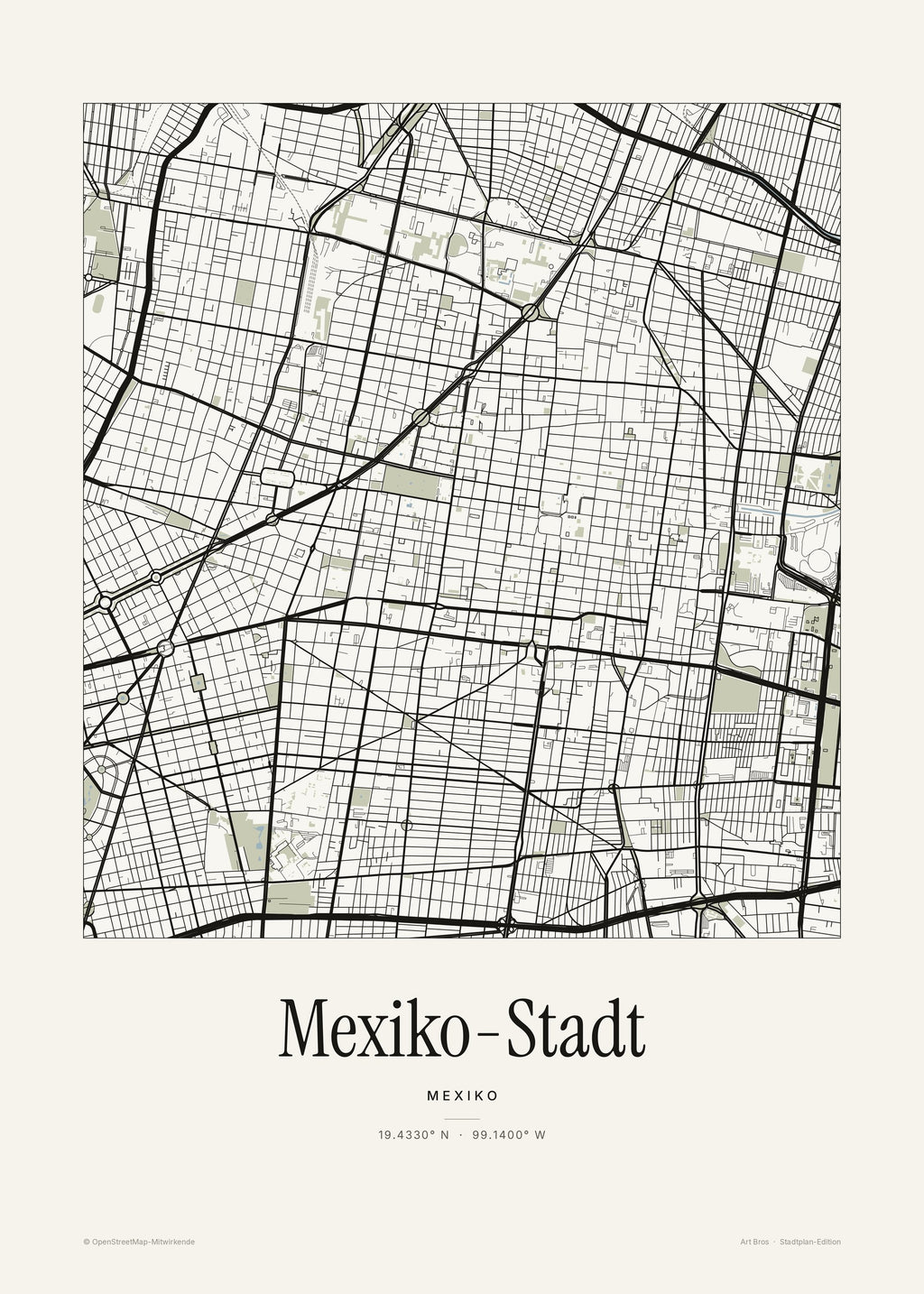 Mexiko-Stadt Stadtplan – Wandbild – Art Bros