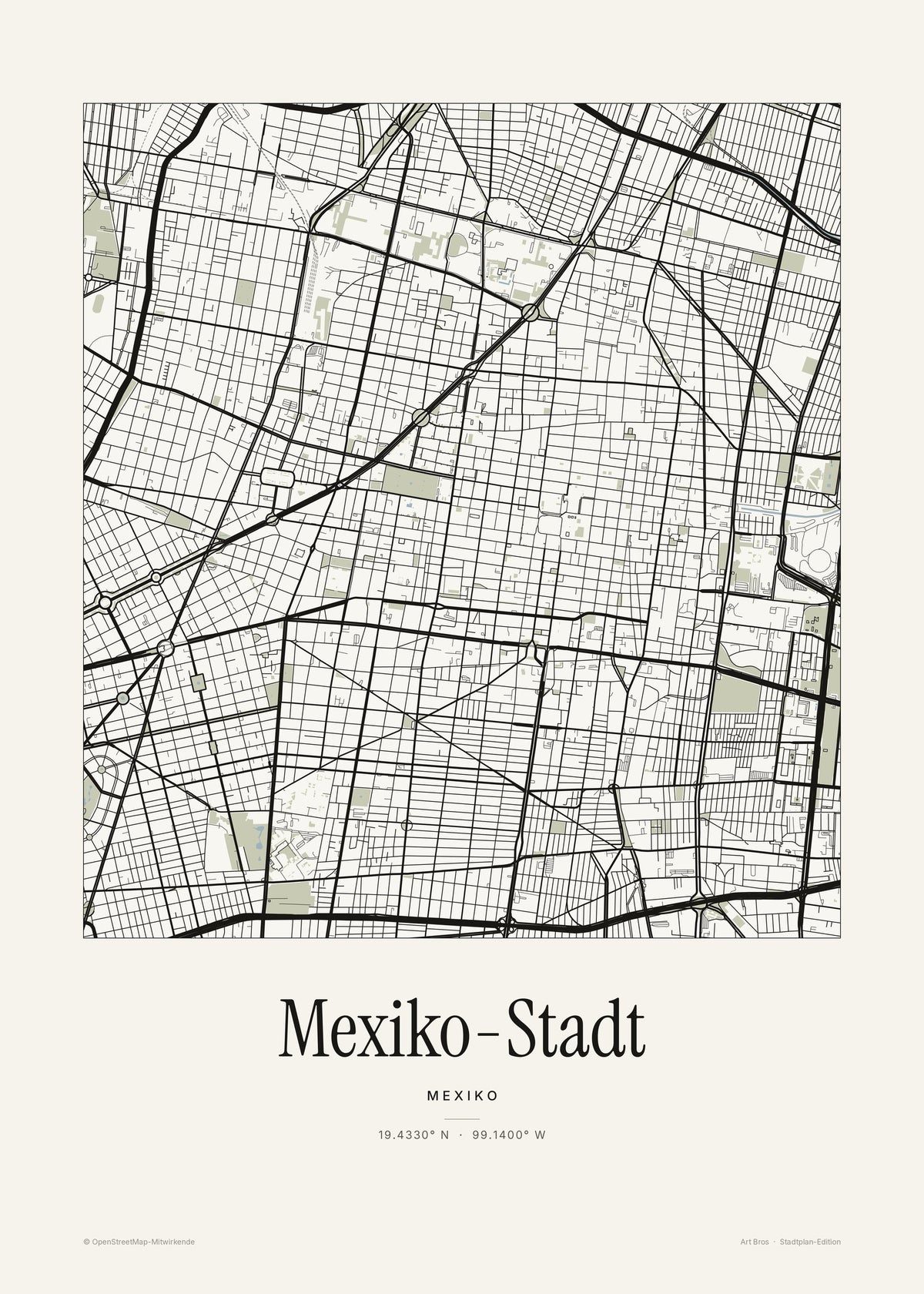 Mexiko-Stadt Stadtplan – Wandbild – Art Bros
