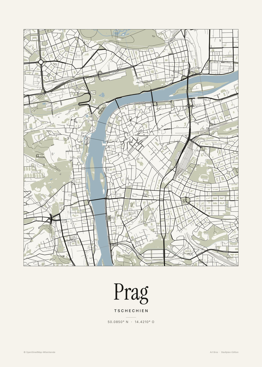 Prag Stadtplan – Wandbild – Art Bros