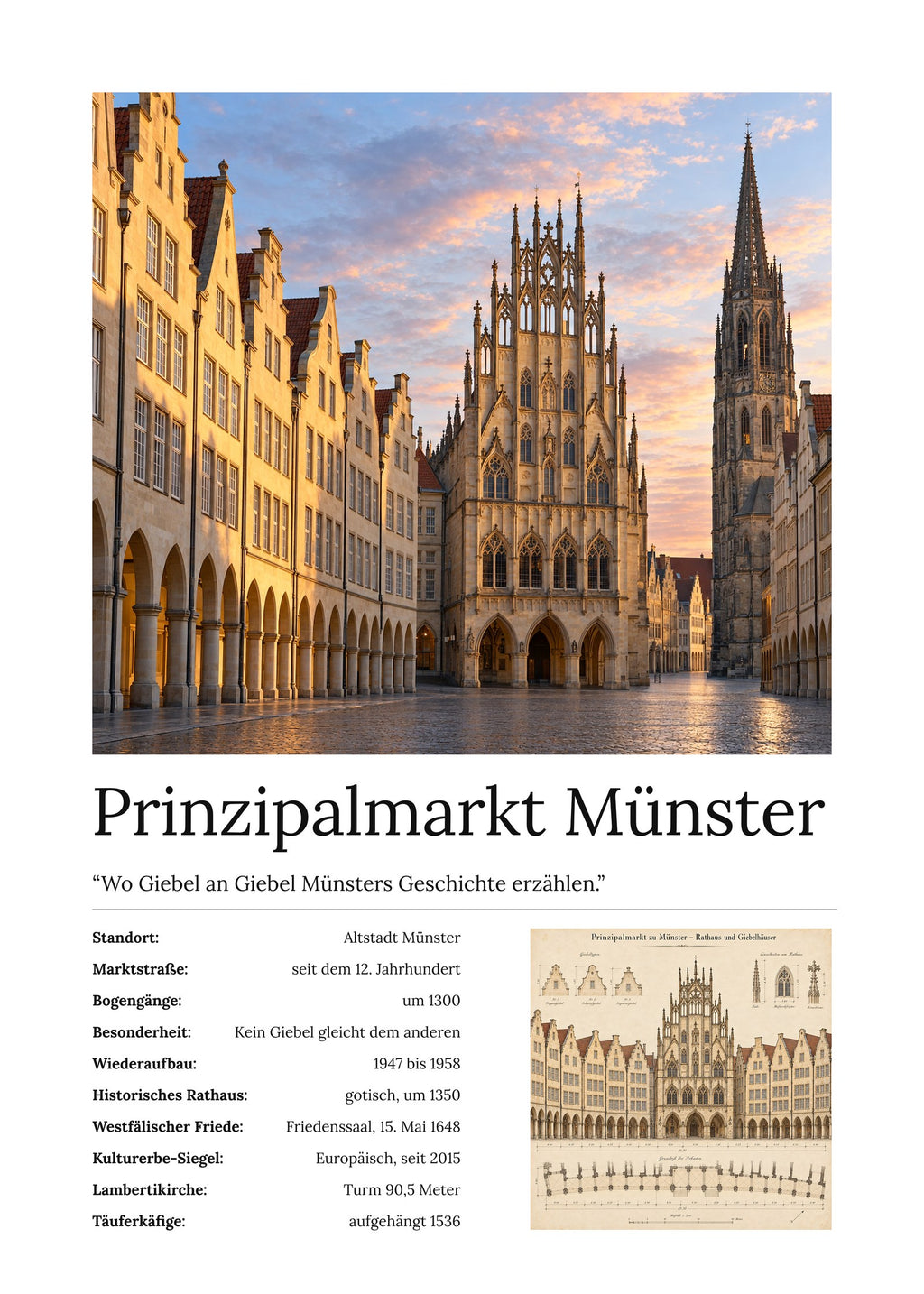 Prinzipalmarkt Münster Wandbild – Kunstdruck – Art Bros