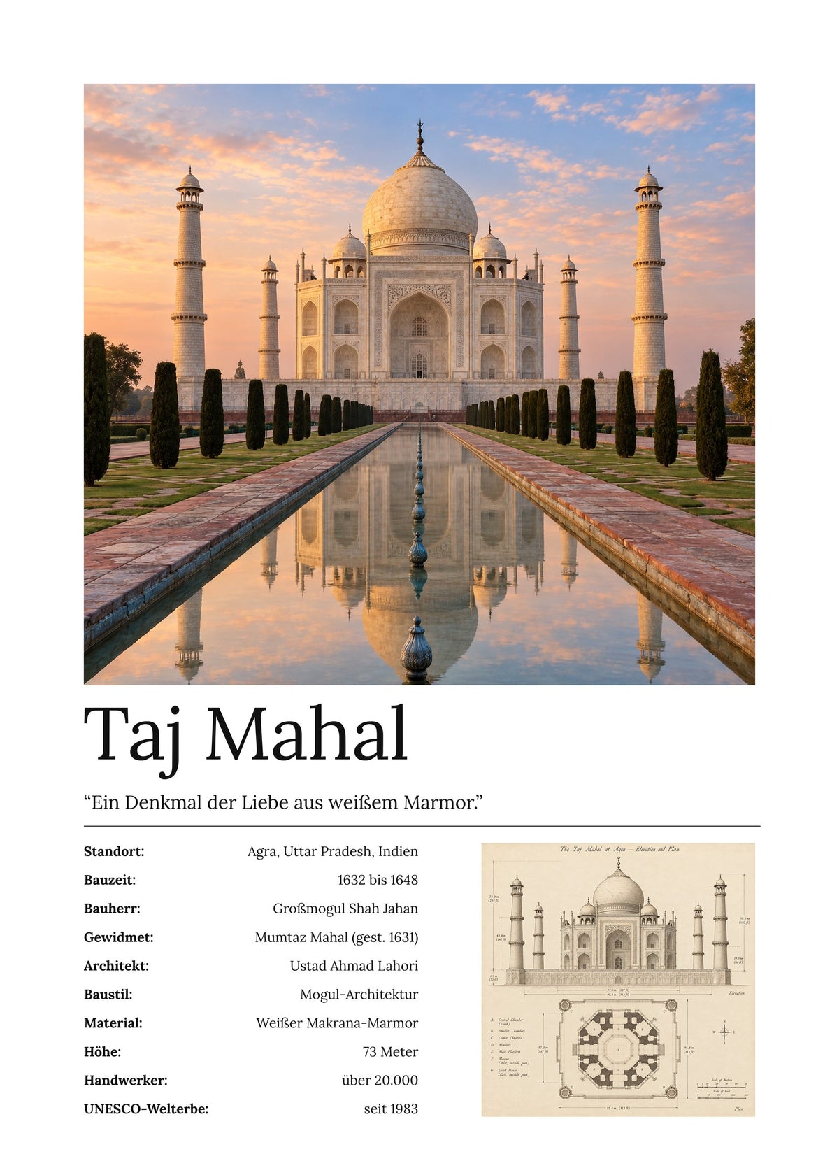 Taj Mahal Wandbild – Kunstdruck – Art Bros