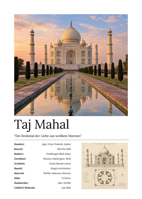 Taj Mahal Wandbild
