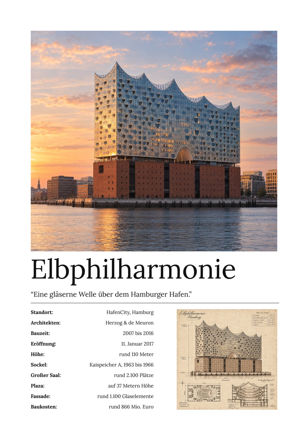 Elbphilharmonie Wandbild – Kunstdruck – Art Bros