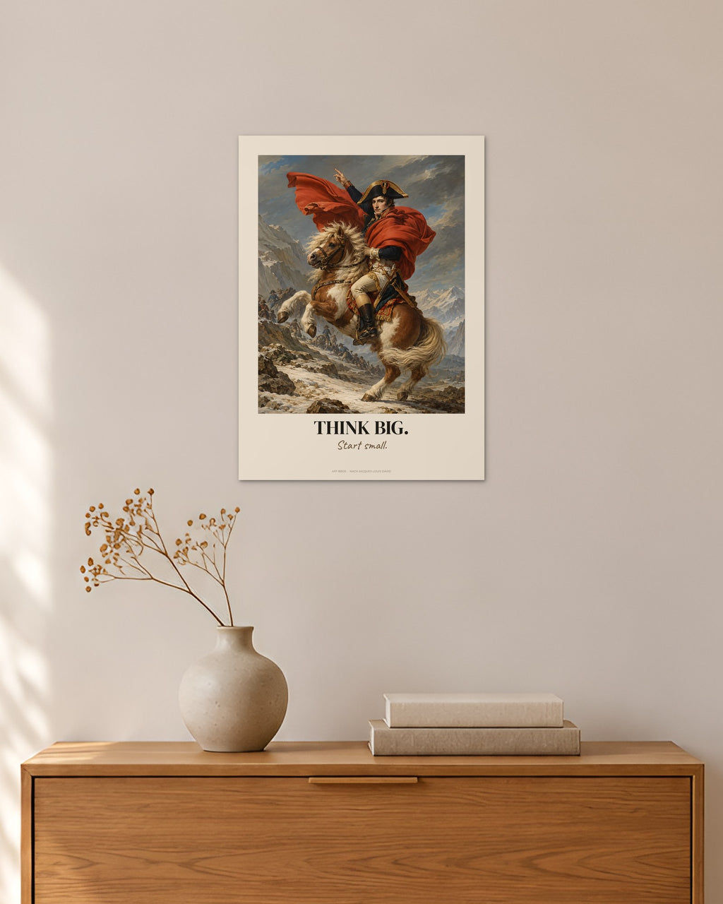 Napoleon überquert die Alpen – „Think Big“ | Klassiker neu gedacht – 30 × 42 cm ohne Rahmen – Raumansicht – Art Bros