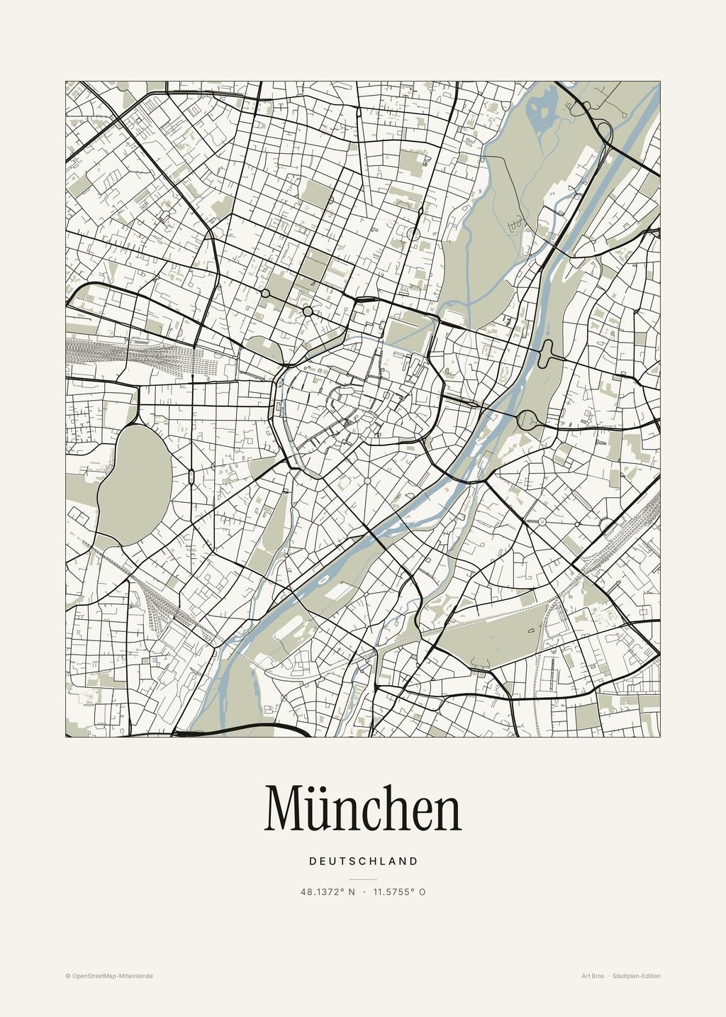 München Stadtplan – Wandbild – Art Bros