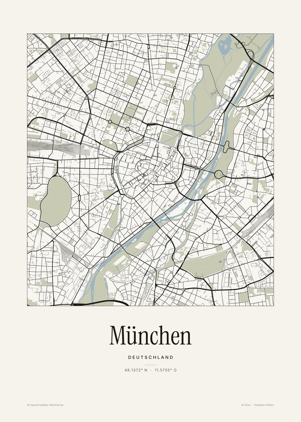 München Stadtplan – Wandbild – Art Bros