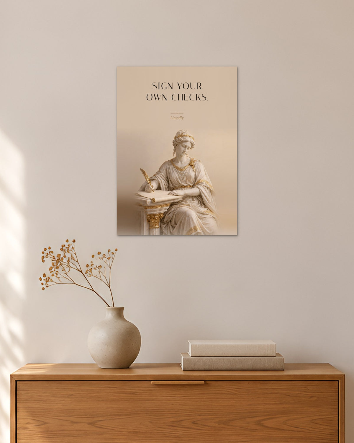 Sign Your Own Checks – Unterschrift Poster – 30 × 42 cm ohne Rahmen – Raumansicht – Art Bros