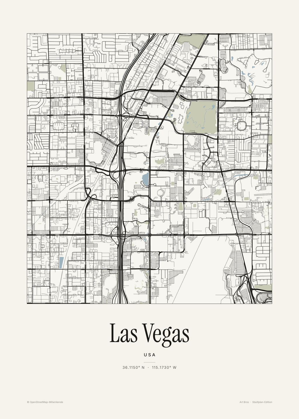 Las Vegas Stadtplan – Wandbild – Art Bros