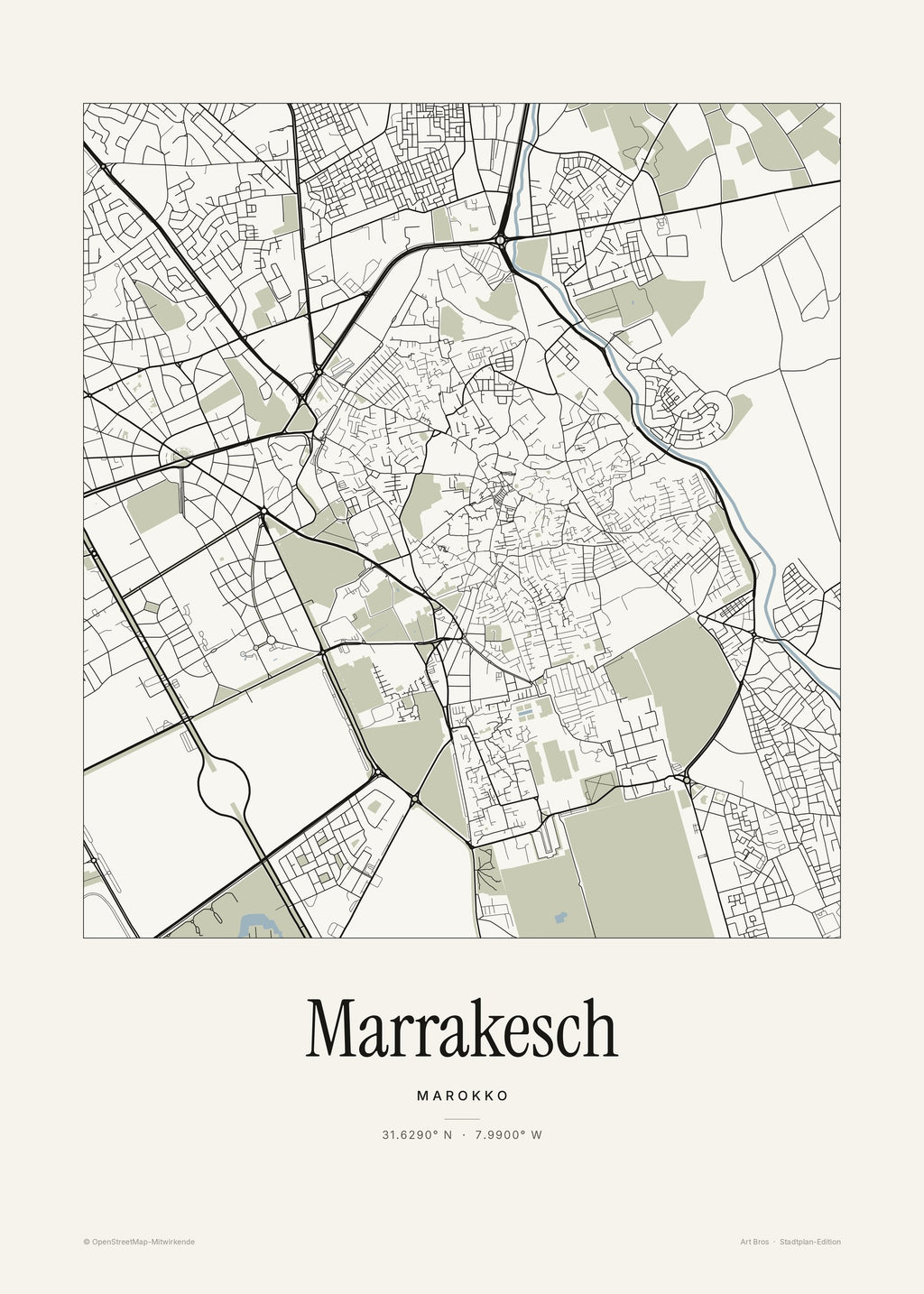 Marrakesch Stadtplan – Wandbild – Art Bros