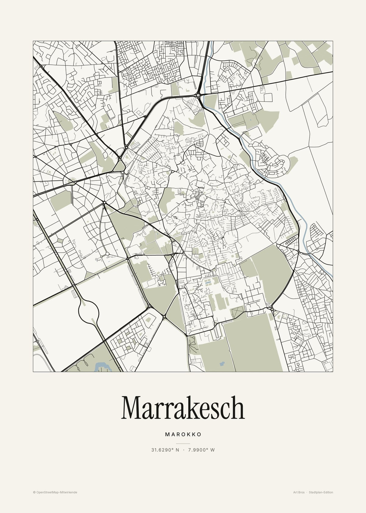 Marrakesch Stadtplan – Wandbild – Art Bros