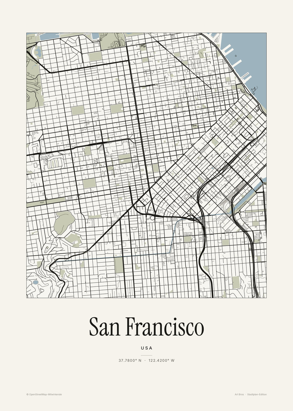 San Francisco Stadtplan – Wandbild – Art Bros
