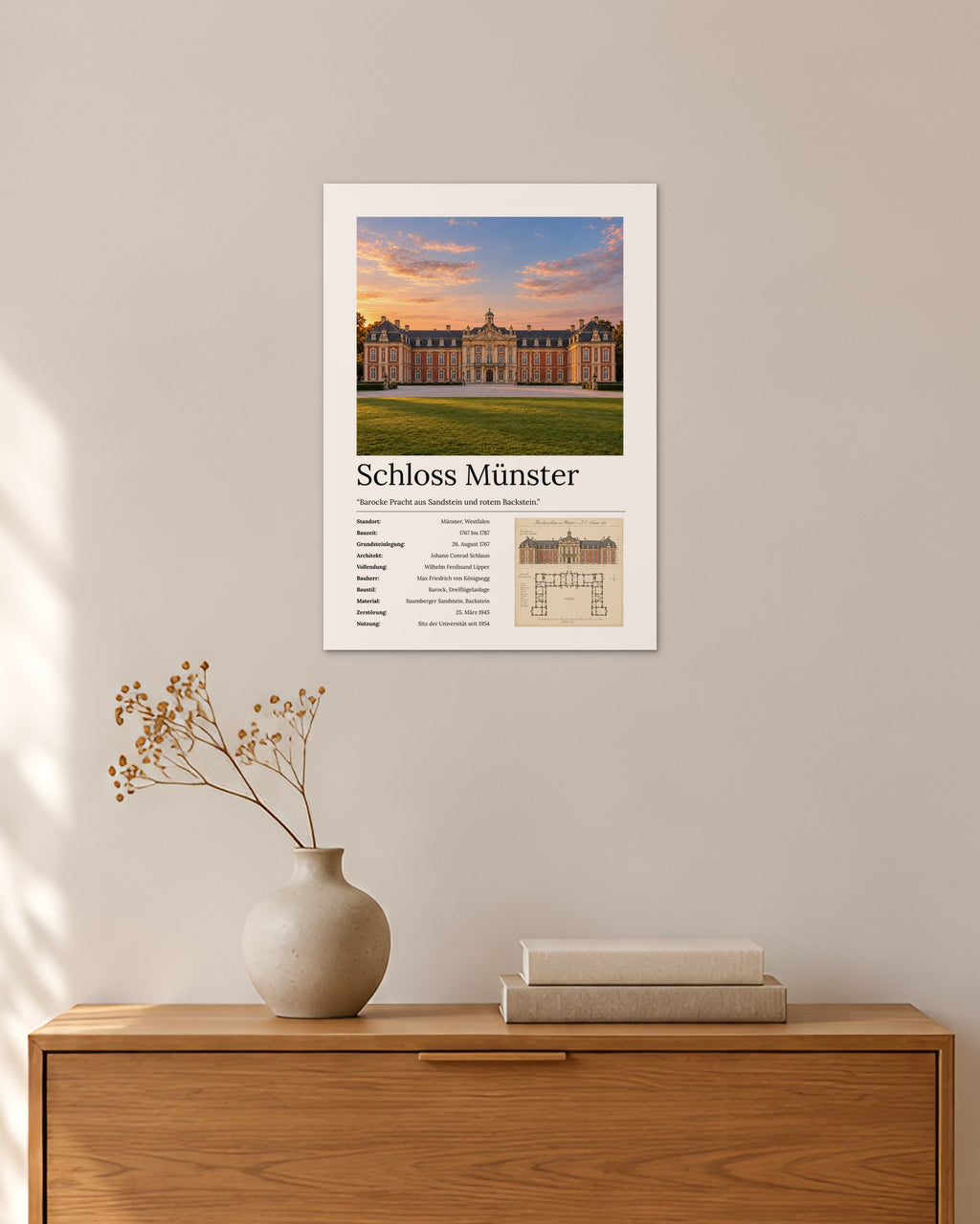 Schloss Münster Wandbild – 30 × 42 cm ohne Rahmen – Raumansicht – Art Bros