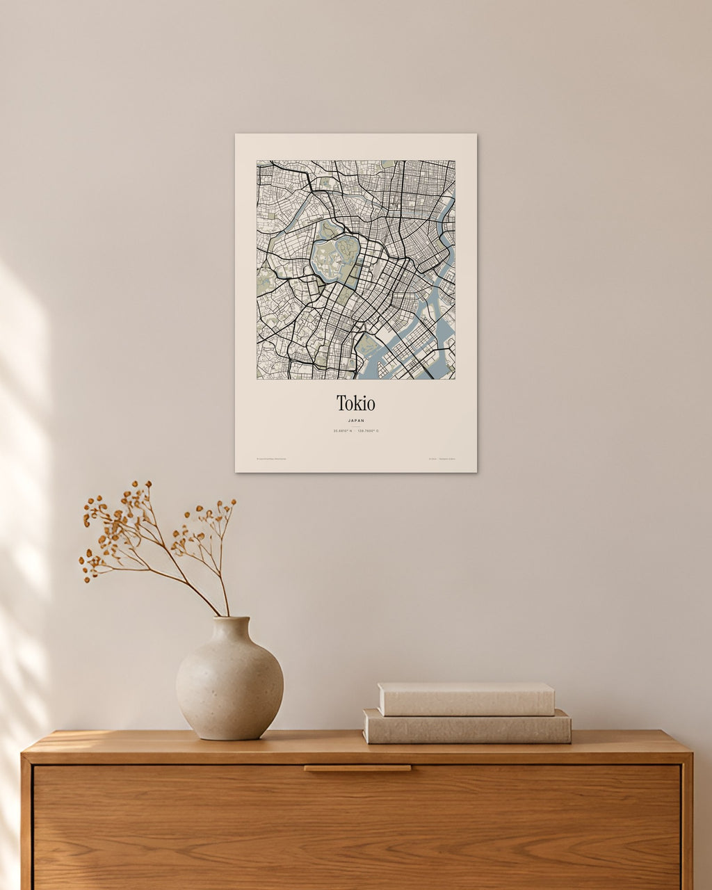 Tokio Stadtplan – Wandbild – 30 × 42 cm ohne Rahmen – Raumansicht – Art Bros