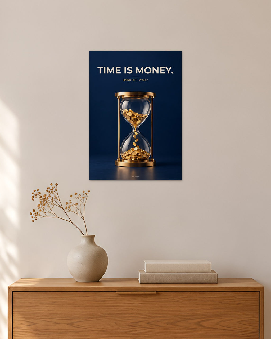 „Time Is Money“ – Geld & Business Poster – 30 × 42 cm ohne Rahmen – Raumansicht – Art Bros