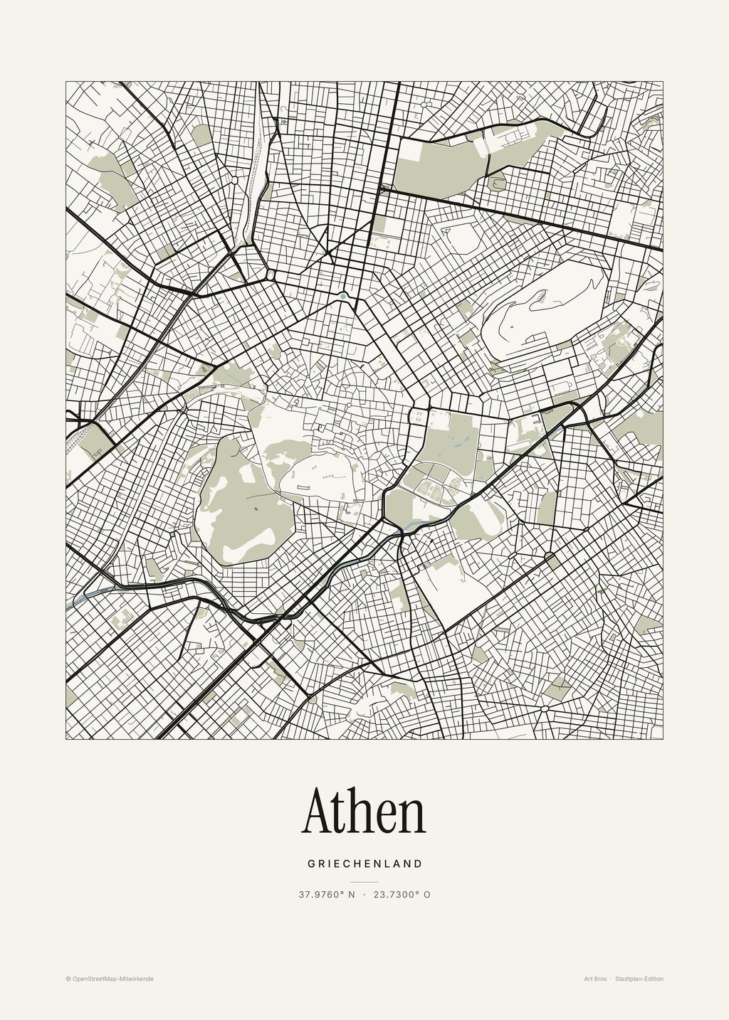 Athen Stadtplan – Wandbild – Art Bros