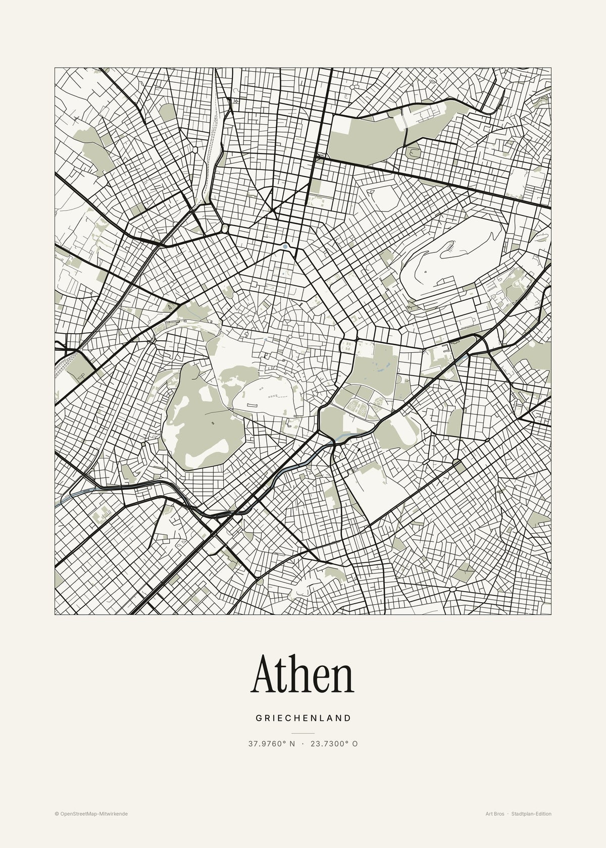 Athen Stadtplan – Wandbild – Art Bros