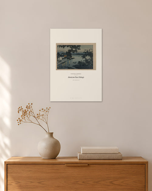 Abend am Fluss Chikugo – Yoshida Hiroshi – 30 × 42 cm ohne Rahmen – Raumansicht – Art Bros
