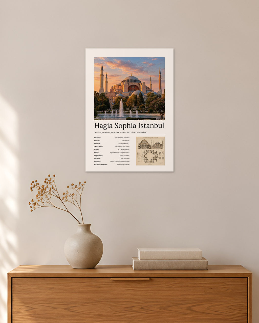 Hagia Sophia Istanbul Wandbild – 30 × 42 cm ohne Rahmen – Raumansicht – Art Bros
