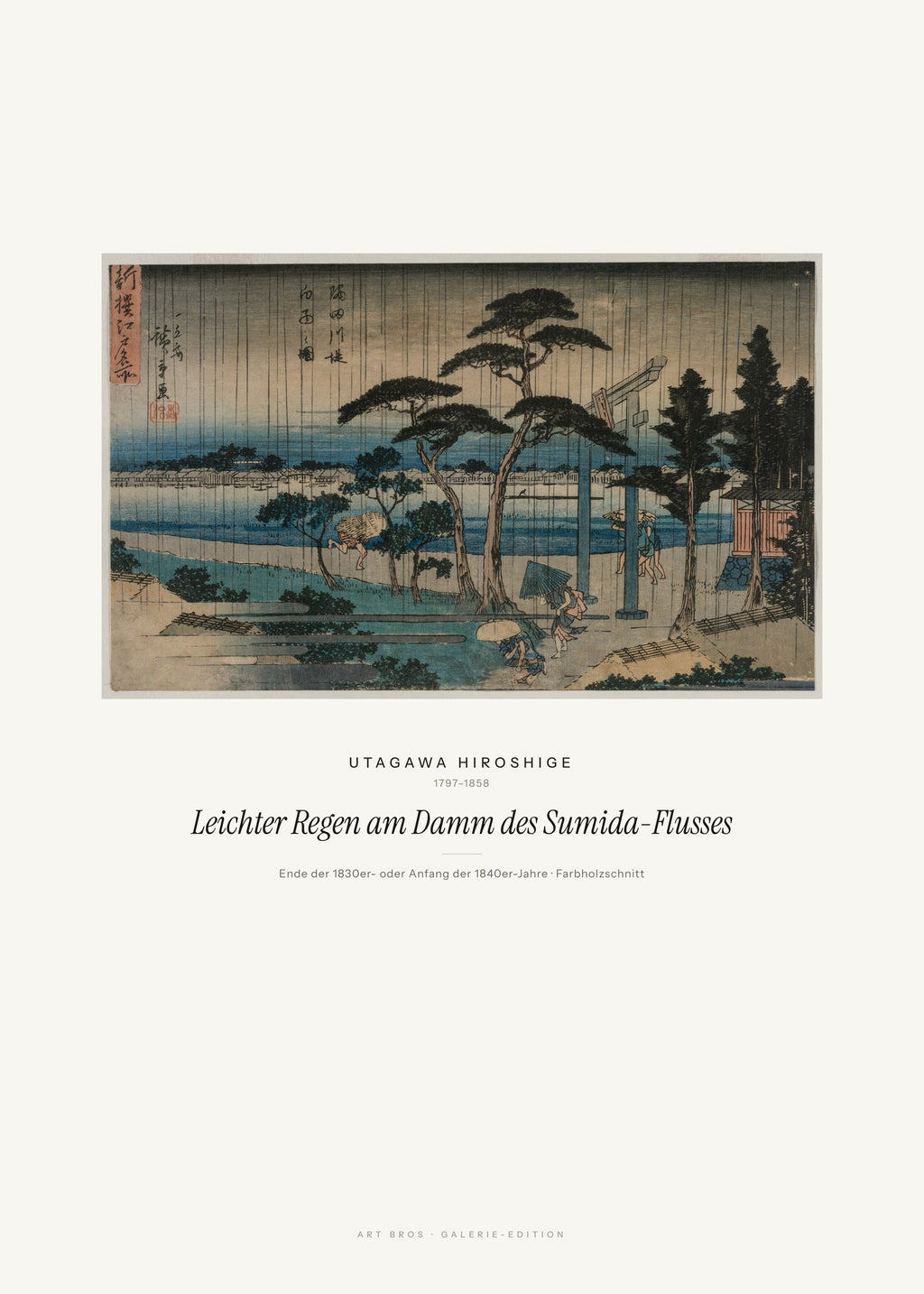Leichter Regen am Damm des Sumida-Flusses – Utagawa Hiroshige – Kunstdruck – Art Bros