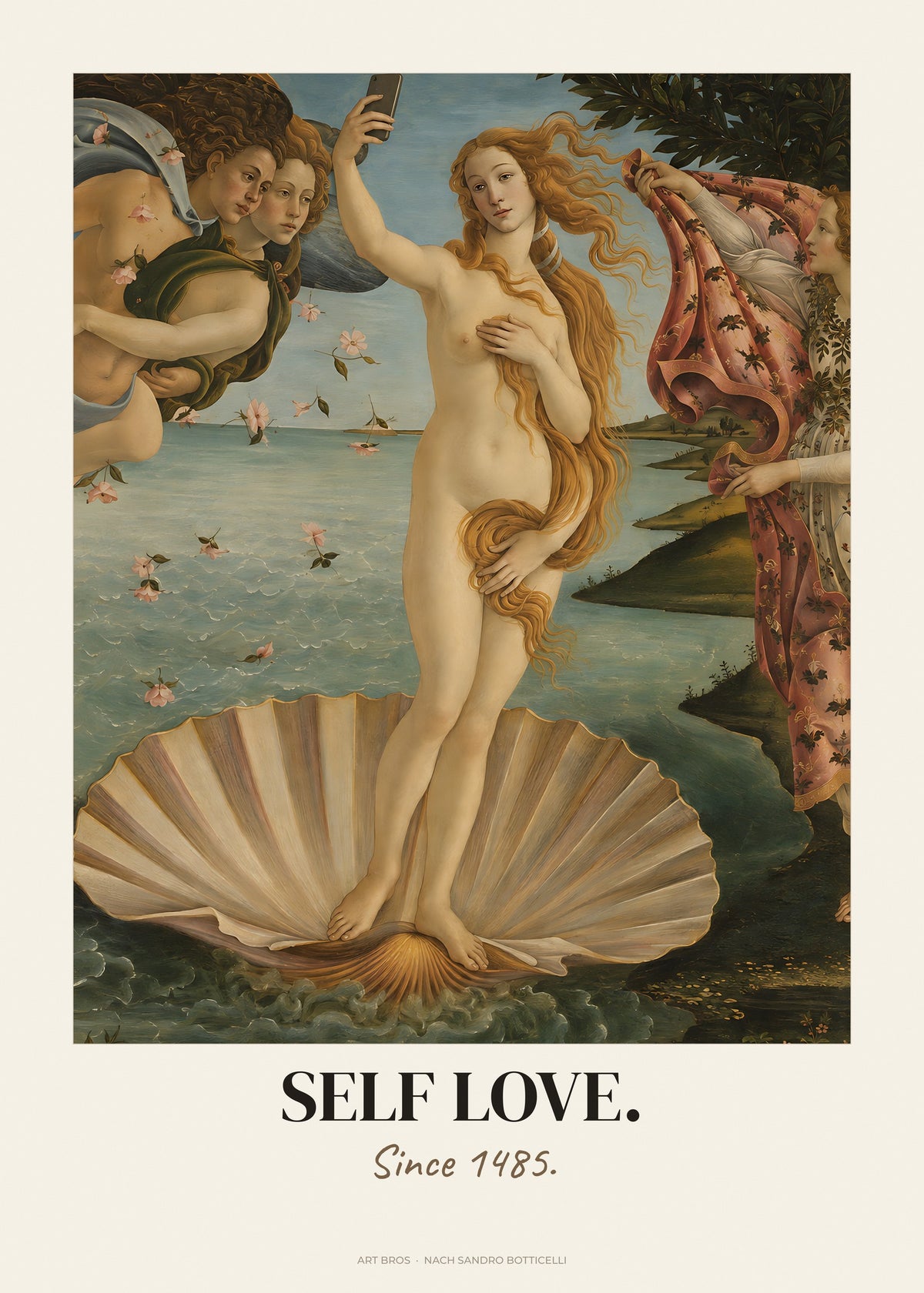 Die Geburt der Venus neu interpretiert mit Spruch Self Love – Poster – Art Bros